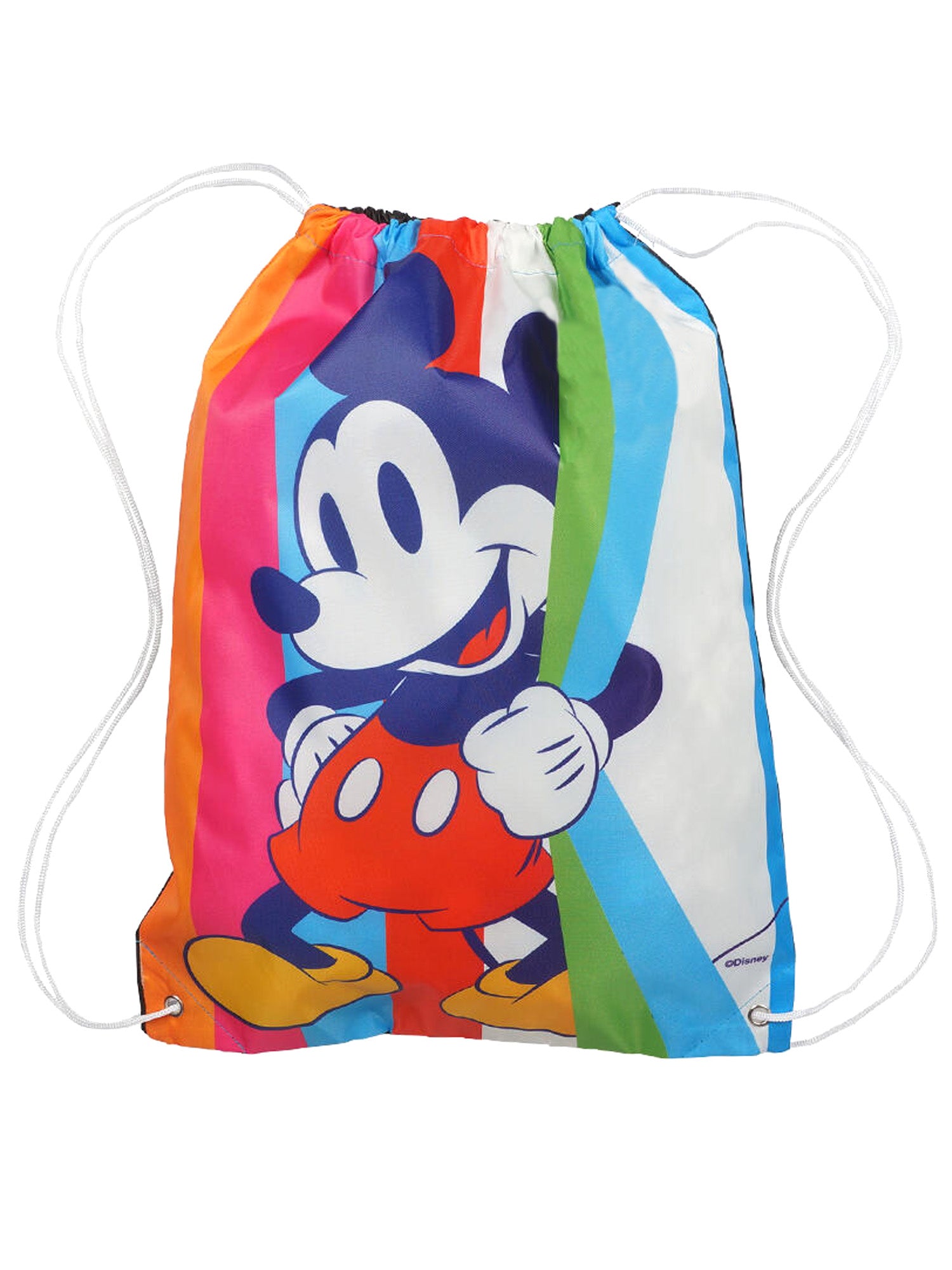 Disney Mickey Mouse Drawstring Sling Cinch Bag Stripes Open and Clothing