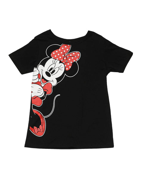 Disney Women's Minnie Mouse T-Shirt Leaning Short Sleeve Black – Open and  Clothing