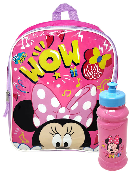 1 X Disney Minnie Mouse Lunch Box Bag with Shoulder Strap and Water Bottle