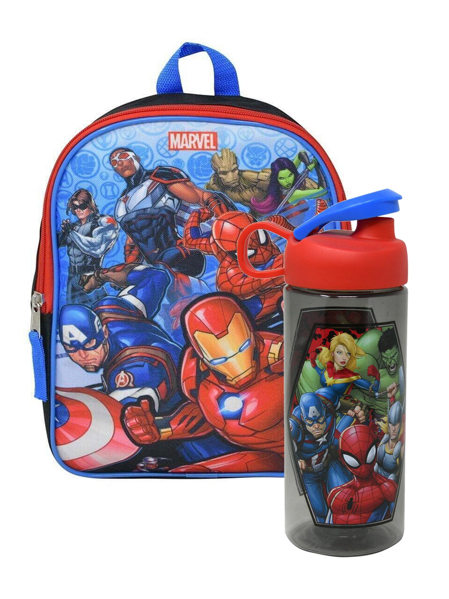 Avengers Backpack 11 Spider Man w Marvel 16.5 oz Sullivan Water Bott Open and Clothing