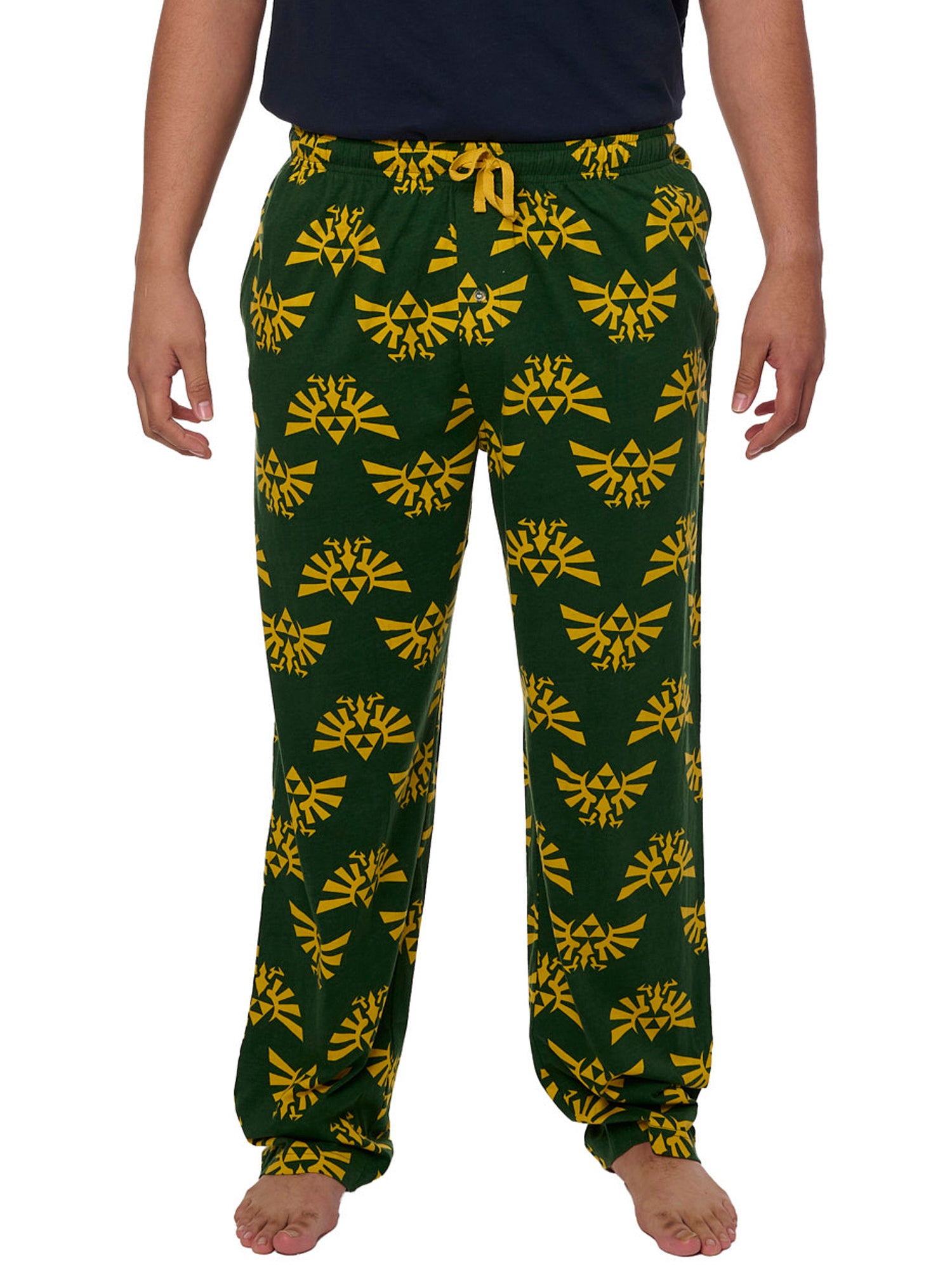 Men s Legend of Zelda Pajama Pants Lounge Wear Hyrule Triforce Green