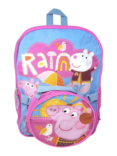 Peppa Pig Backpack with Detachable Insulated Lunch Bag Set Girls Pink –