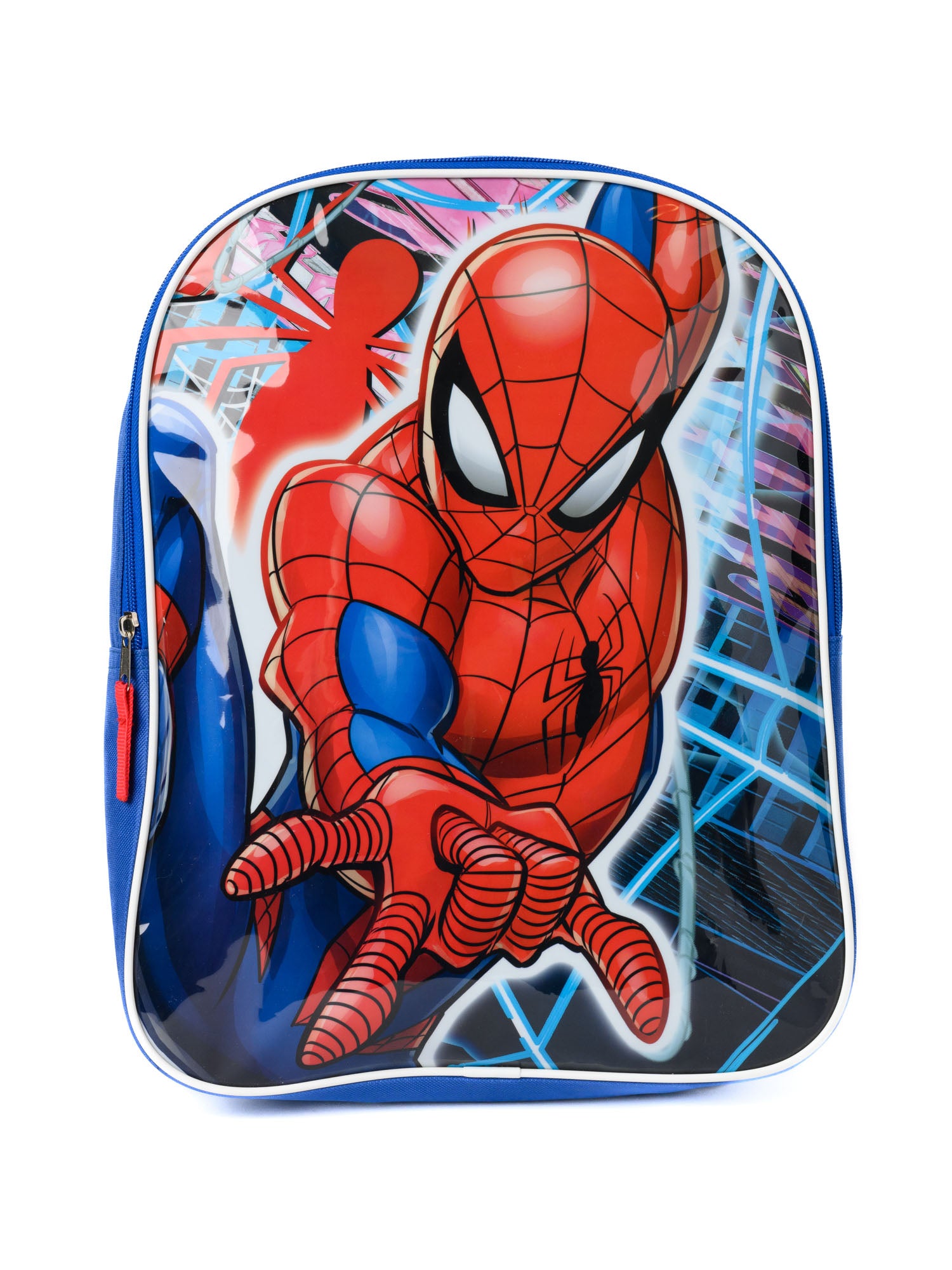 Spider Man Backpack 15 Marvel Spiderman Boys Blue Bookbag Avengers Kn Open and Clothing