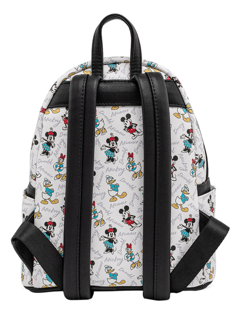 Loungefly x Disney Mickey Minnie Donald Daisy Mini Backpack & Clutch W –  Open and Clothing