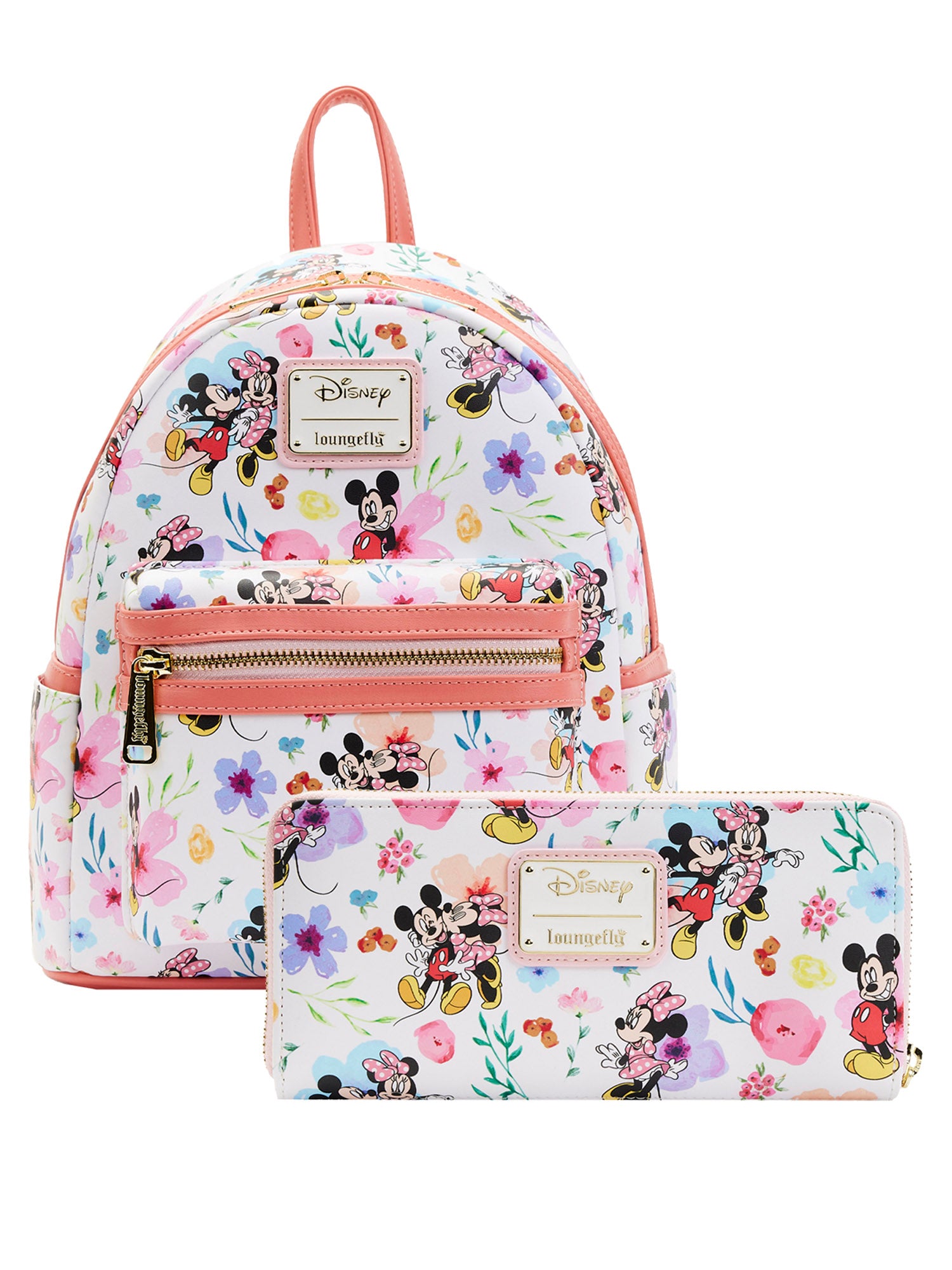 Loungefly x Disney Mickey and Minnie Mouse Floral Backpack u0026 Zip Aroun –  Open and Clothing