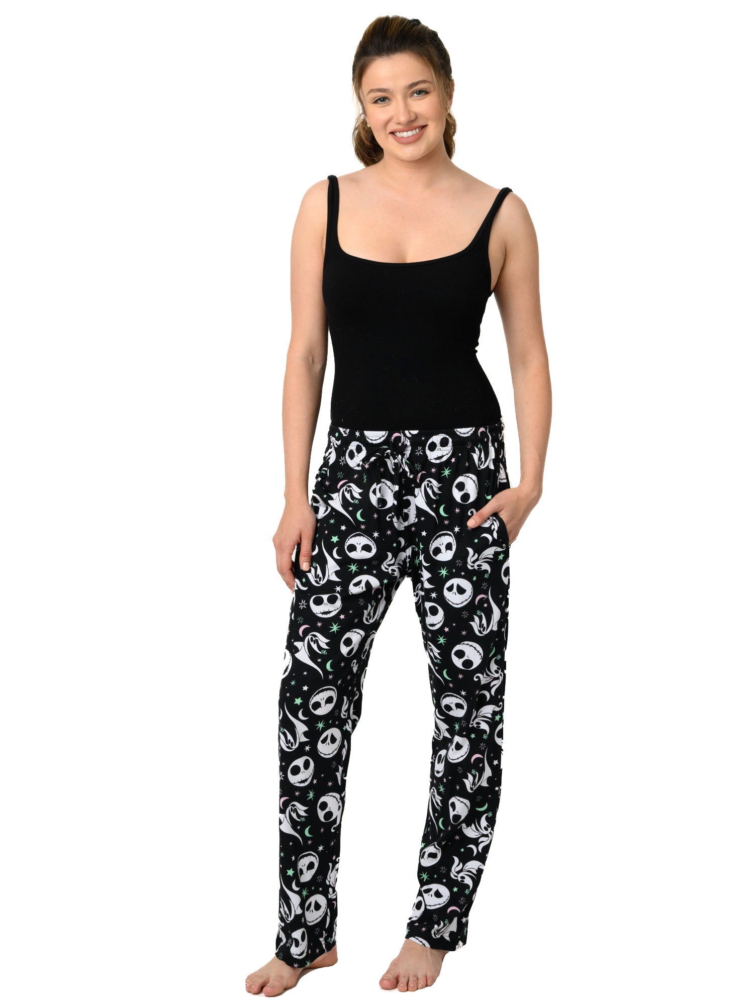 Womens Disney Nightmare Before Christmas Pajama Pants Lounge Jack Skel Open and Clothing