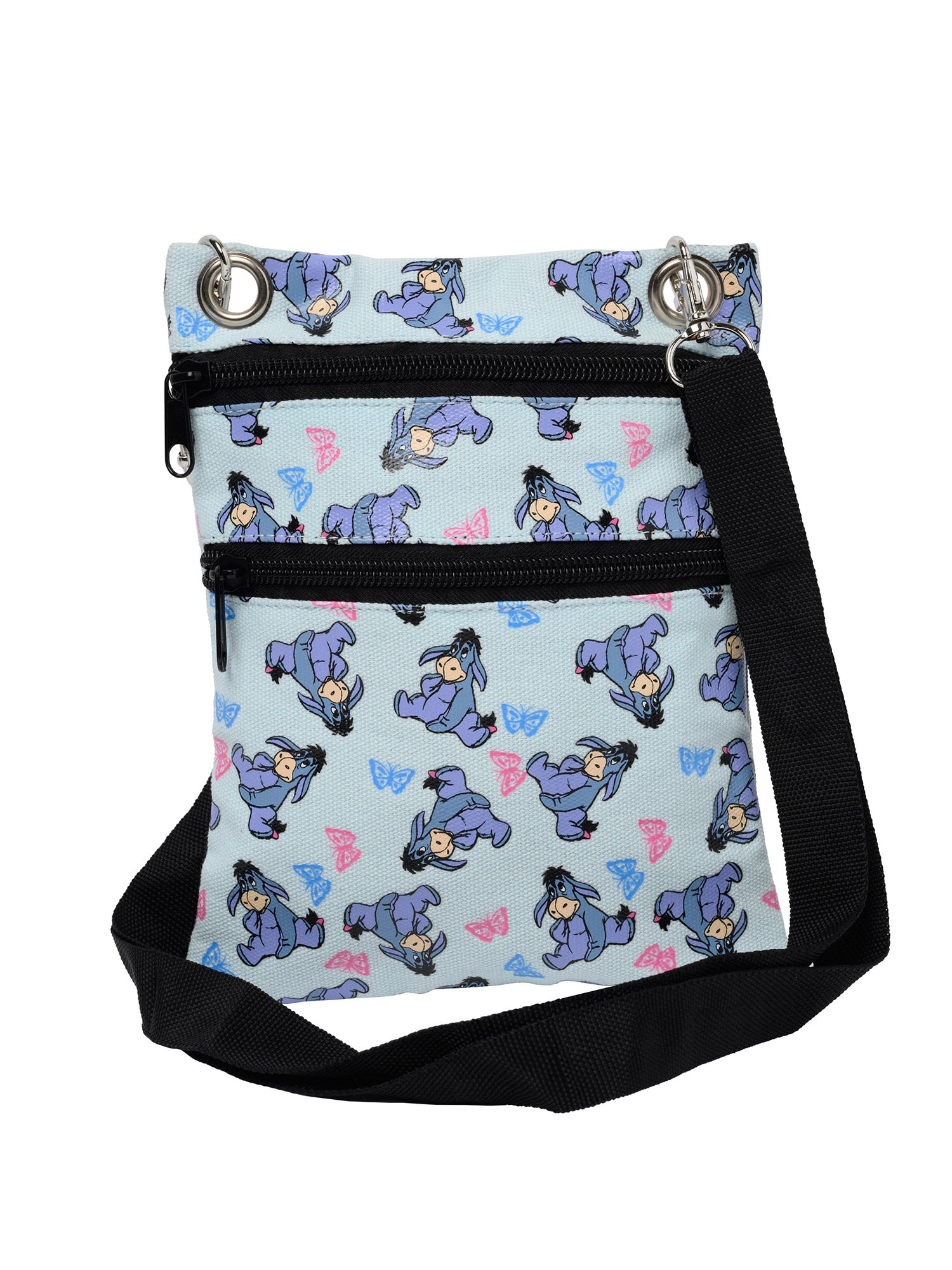 Disney Women s Eeyore Crossbody Passport Bag Travel Purse Winnie the P Open and Clothing