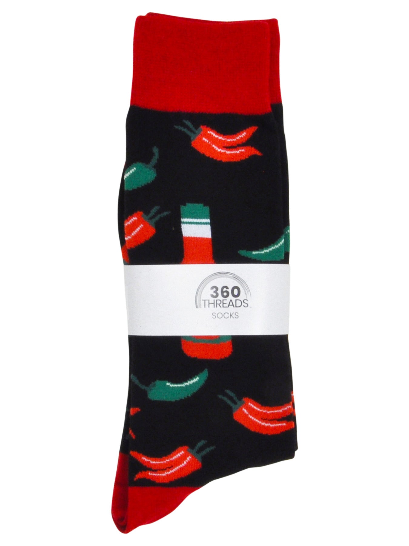 Men's Chili Pepper Hot Sauce & Pizza Novelty Dress Socks Food (2-Pair Set)