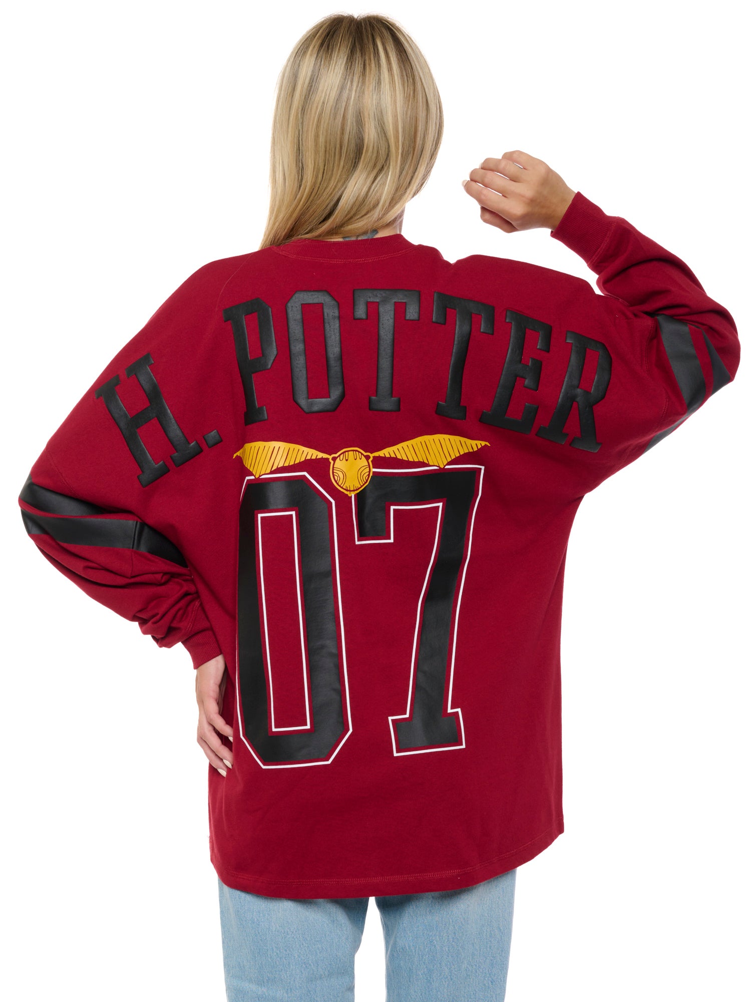 Women s Harry Potter Jersey Oversized Long Sleeve Hockey Style Red Maroon