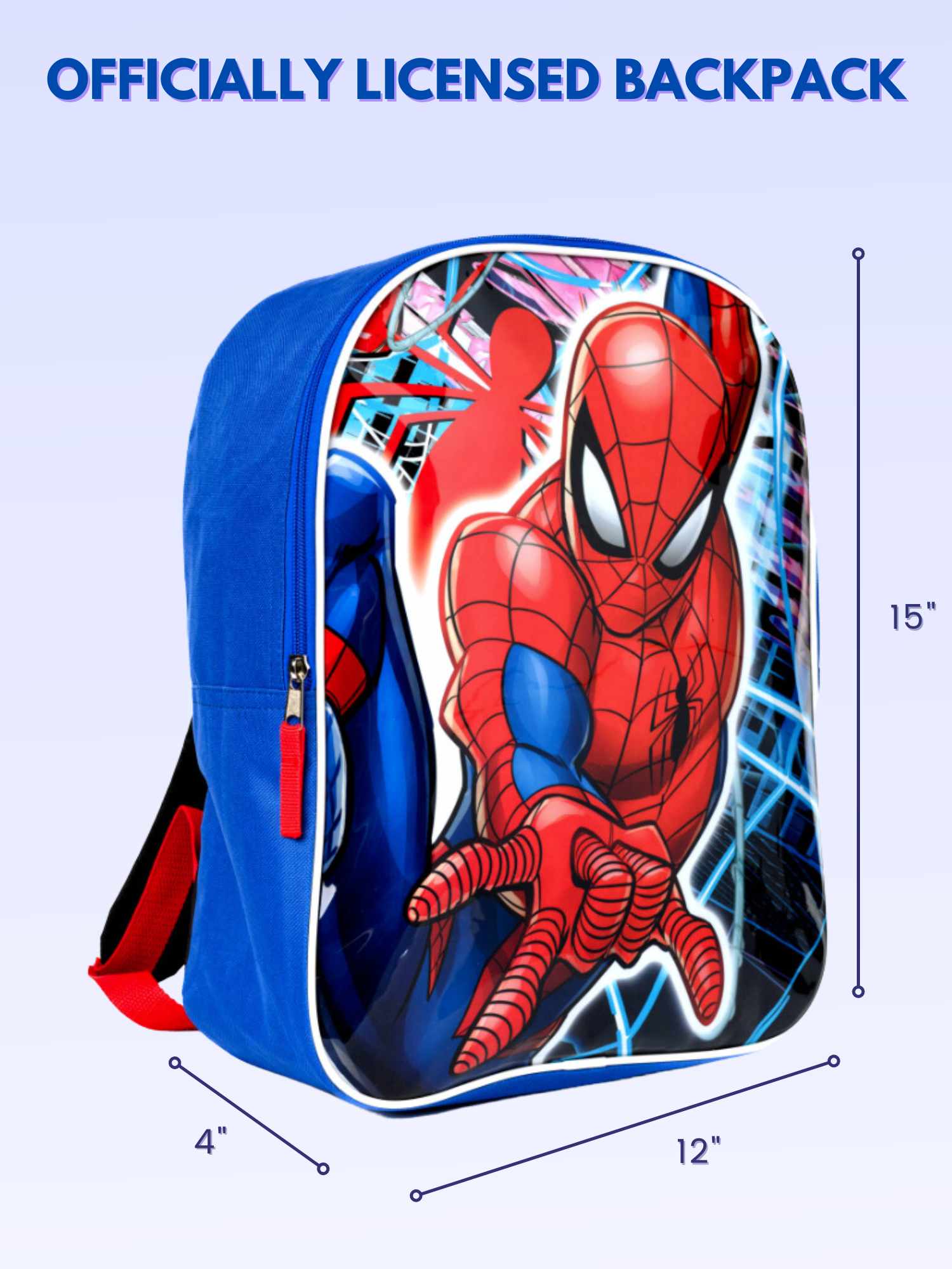 Spider Man Backpack 15 Marvel Spiderman Boys Blue Bookbag Avengers Kn Open and Clothing