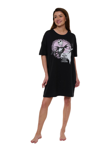 Womens Jack Skellington & Zero Sleep Dorm Shirt Pajamas One Size Nightgown Disney