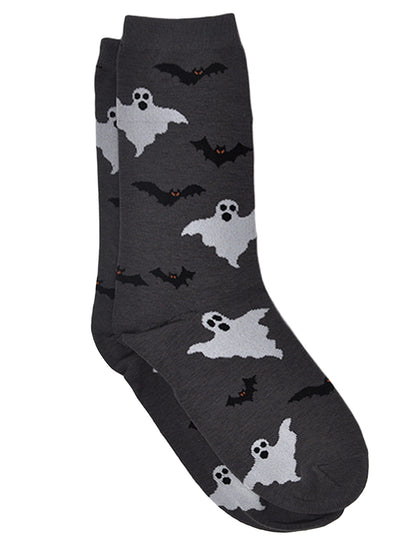 Women's Jack O Lantern and Bats & Ghosts Halloween Socks Novelty Crew 2-Pack