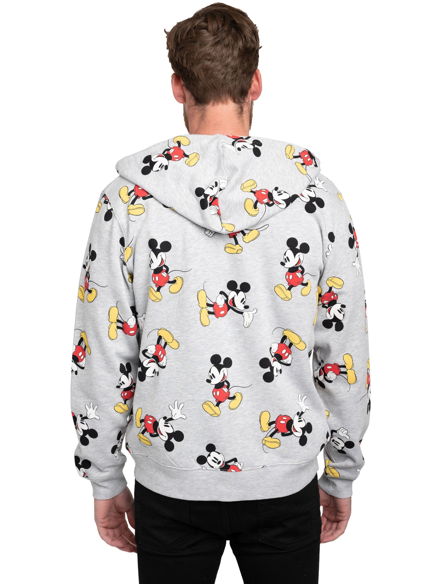 Disney Mens Mickey Mouse Zip Up Hoodie All-Over Print Sweatshirt Heath –  Open and Clothing