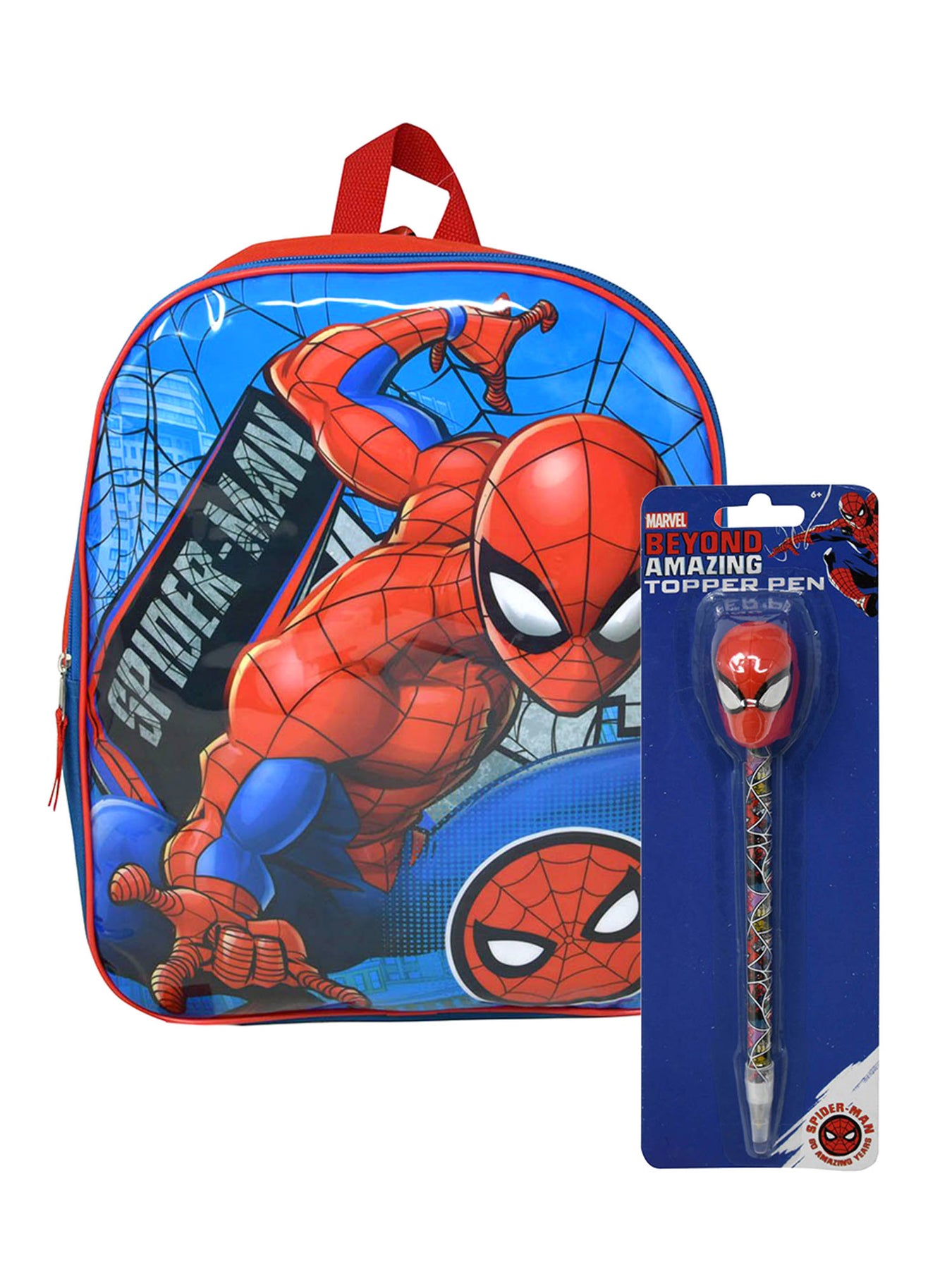 Marvel Spider-Man 15 Backpack w/ Amazing Spiderman Pen Topper Set – Open  and Clothing