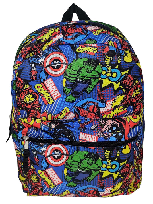 Marvel Comics Avengers 16" Backpack All-Over Print Pow Iron Man w/ Front Pocket