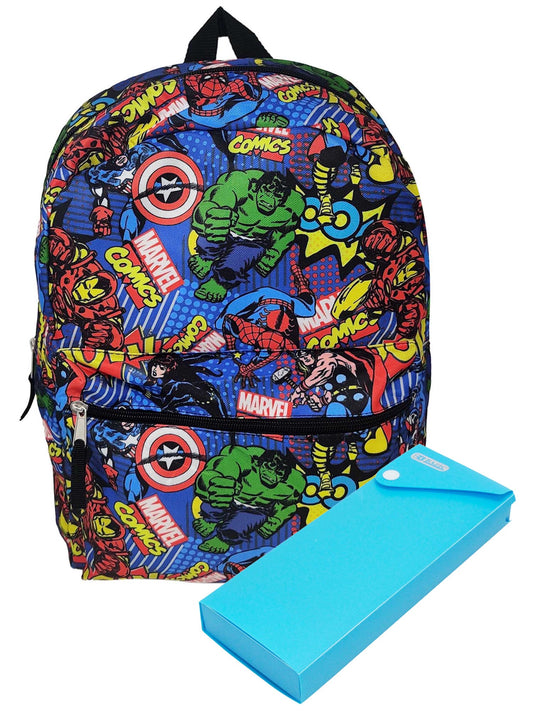 Marvel Avenger Backpack 16" All-Over Print Iron Man w/ Sliding Pencil Case Set