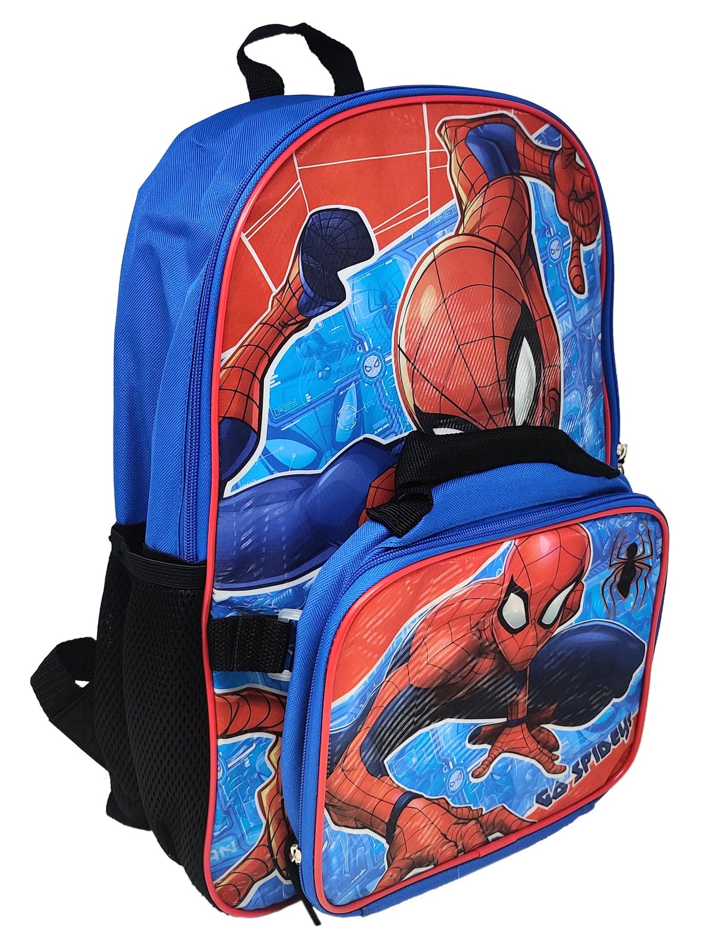 Spider-Man 16" Backpack & Insulated Lunch Bag Removable w/ Sticker Book Set