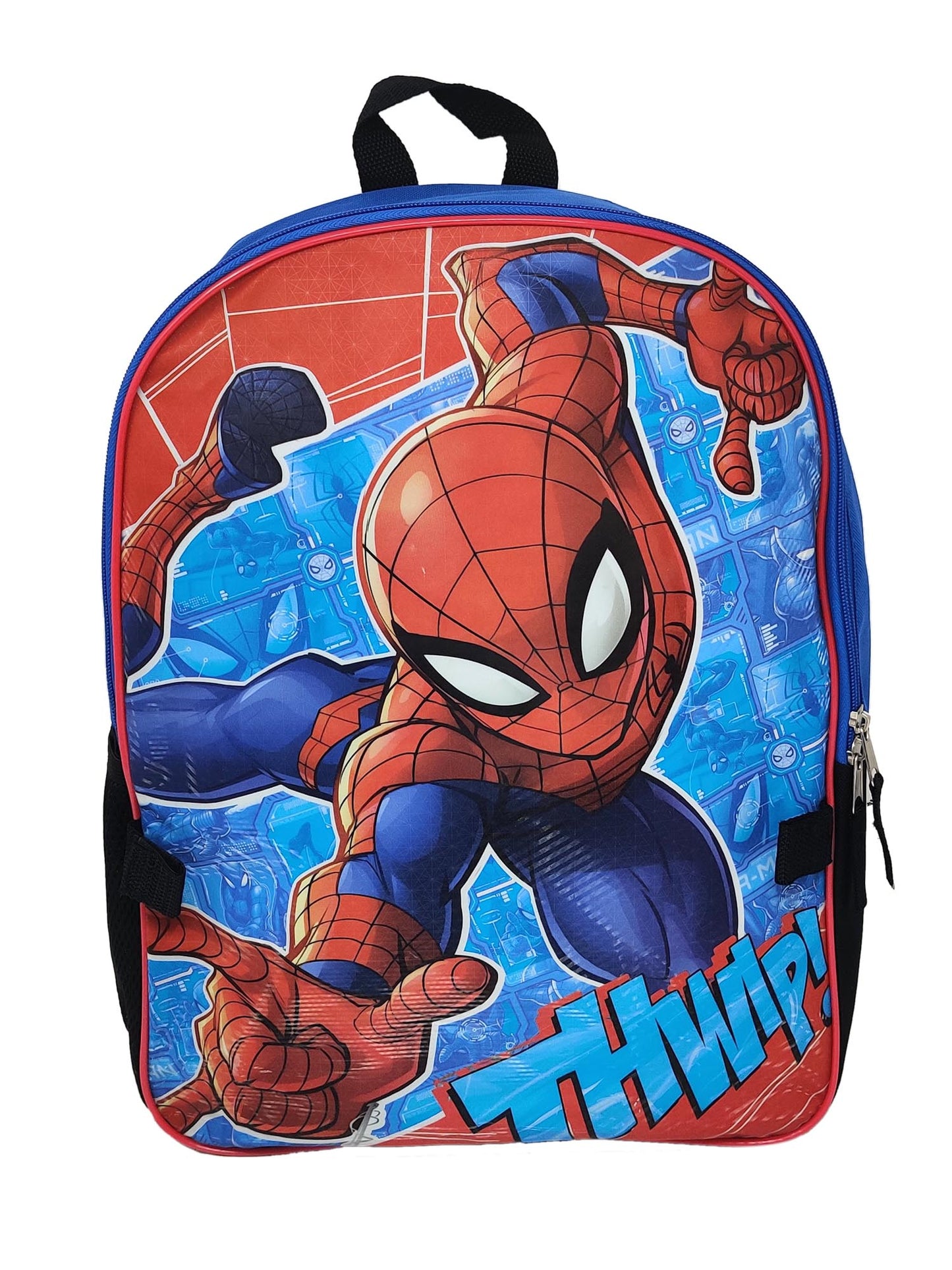 Spider-Man Backpack 16" & Insulated Lunch Bag Detachable 2-Pcs Marvel Boys Blue