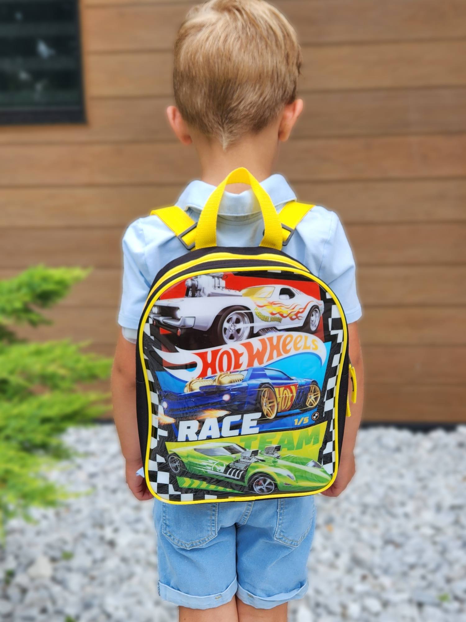 Hot Wheels Backpack 11 Small Mini Race Toddler Boys Black Blue Green Open and Clothing