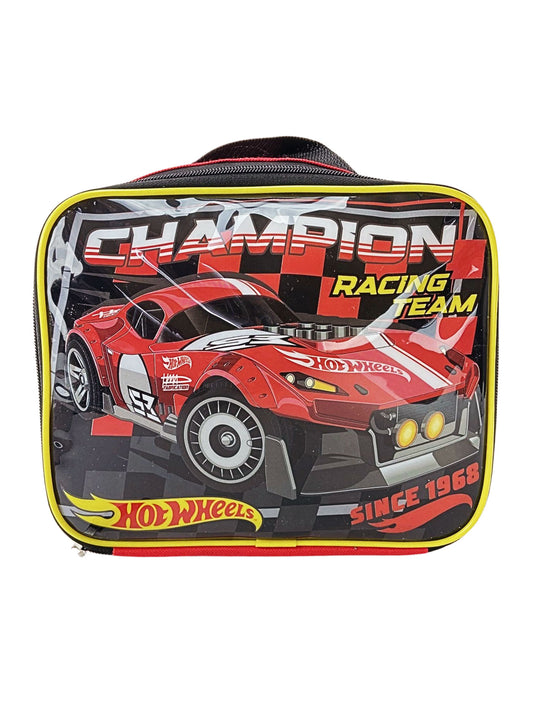 Boys Hot Wheels Lunch Bag Insulated Champion Raciing Team Reusable Red Black