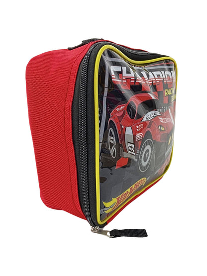 Boys Hot Wheels Lunch Bag Insulated Champion Raciing Team Reusable Red Black