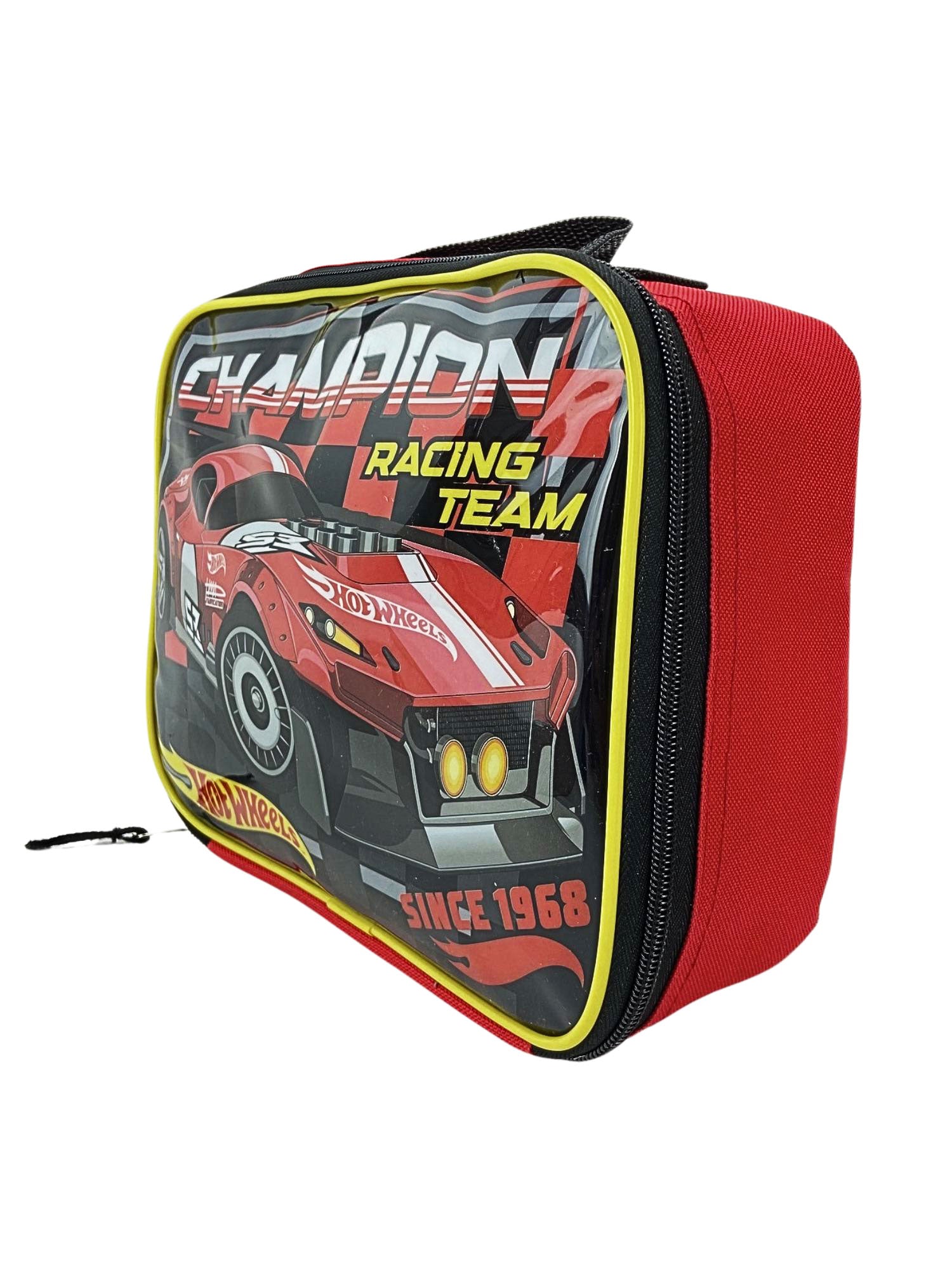 Boys Hot Wheels Lunch Bag Insulated Champion Raciing Team Reusable Red Black