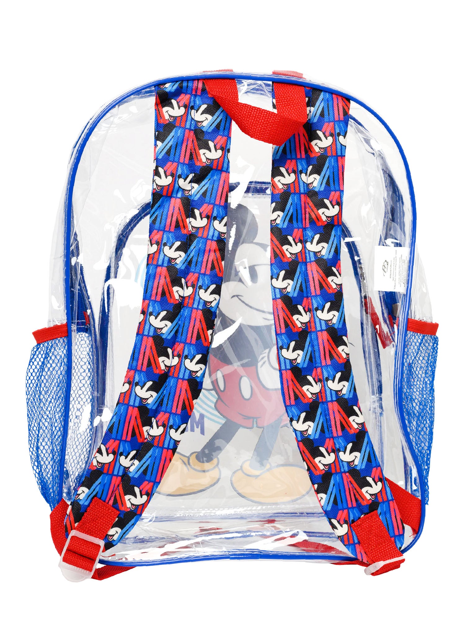 Disney Mickey Mouse 16 Clear Transparent Backpack Open and Clothing