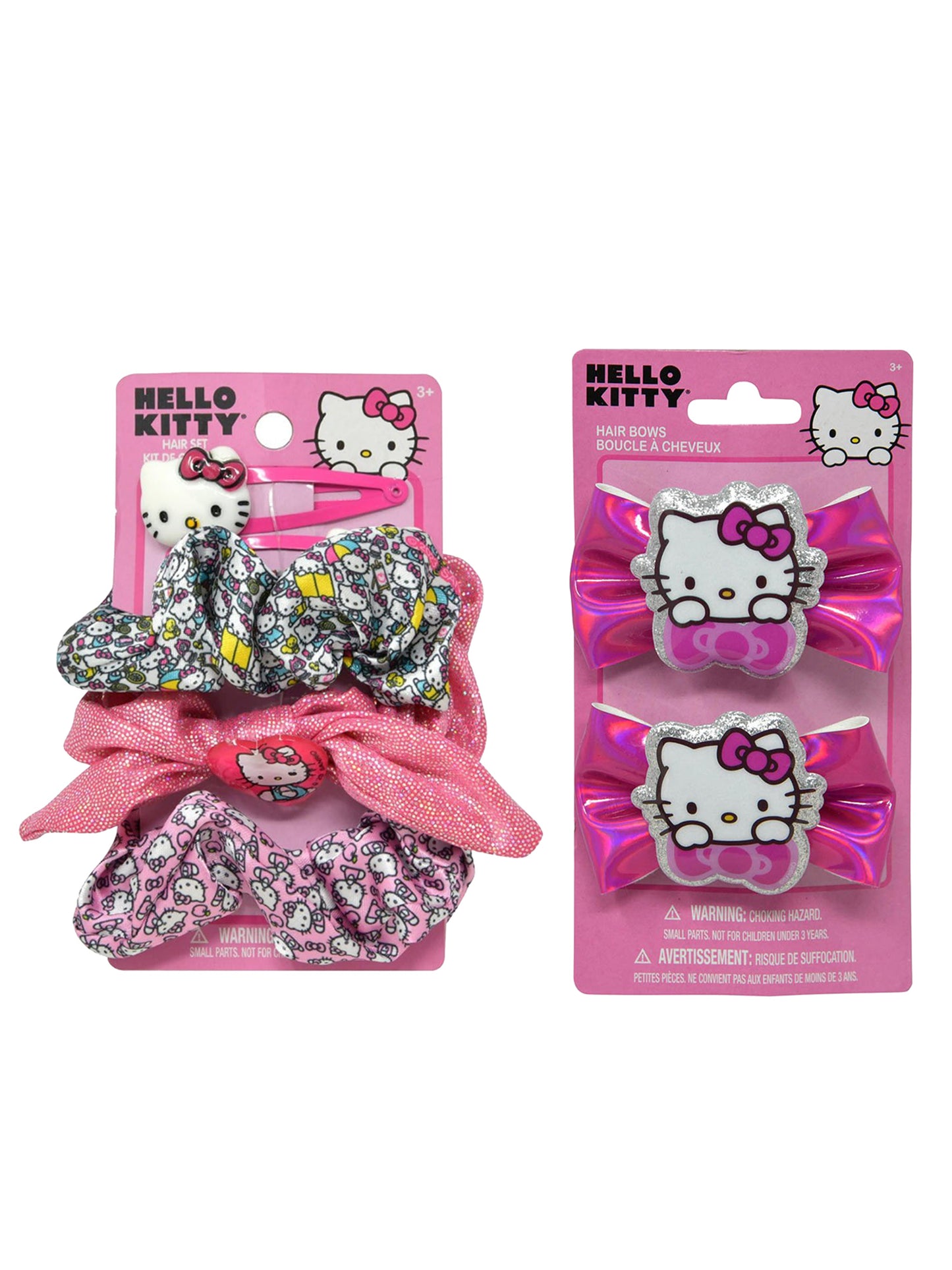 Hello Kitty Transparent Backpack Clear 16" w/ Hair Scrunchies & Bow Clips Set