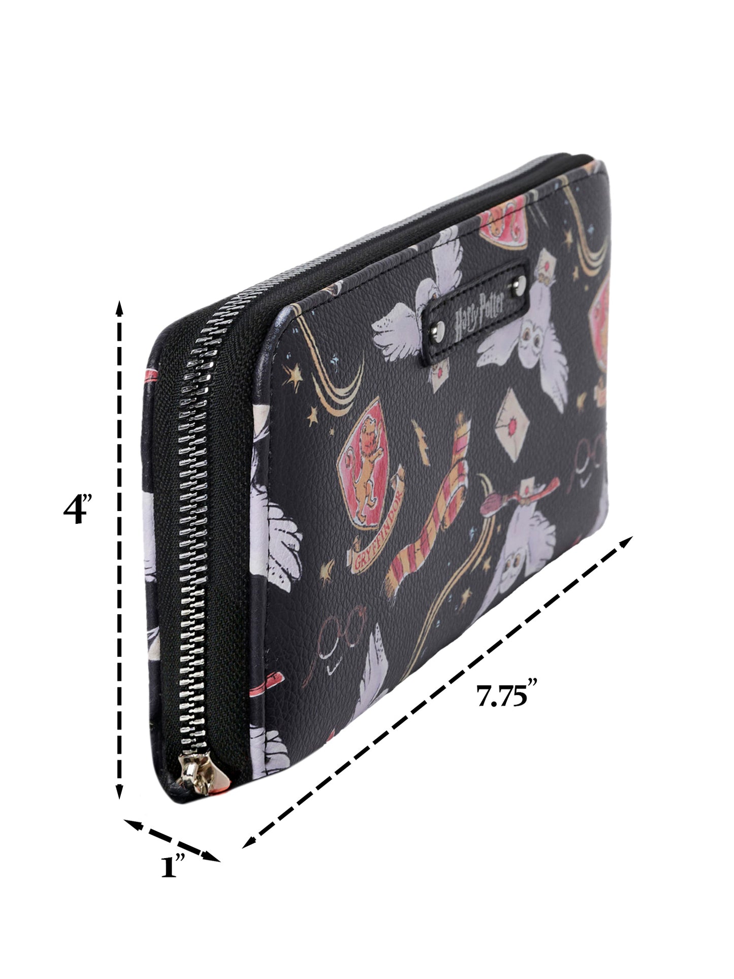 Women's Harry Potter Icons Black Zip Around Wallet All-Over Print Wristlet