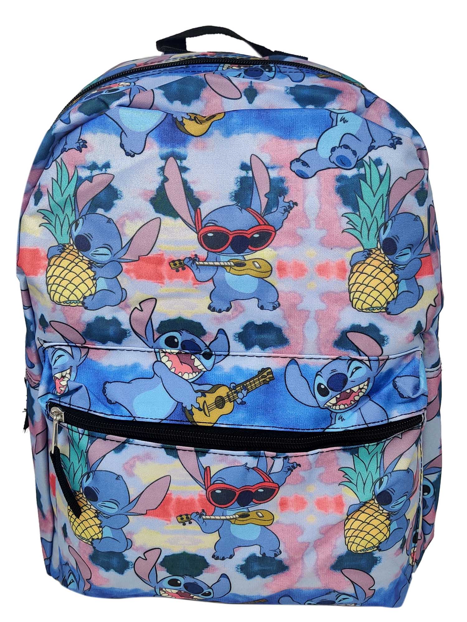 Disney Lilo & Stitch Backpack 16" All-Over Print Ukulele w/ Front Pocket