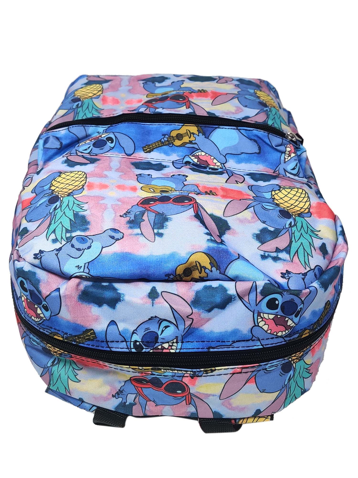 Disney Lilo & Stitch Backpack 16" All-Over Print Ukulele w/ Front Pocket