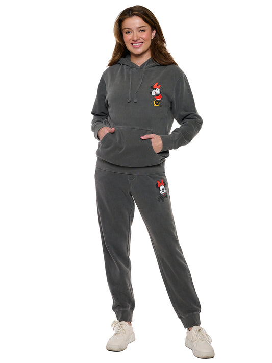 Women's Disney Minnie Mouse Hoodie & Pants 2-Piece Set Mineral Wash Gray