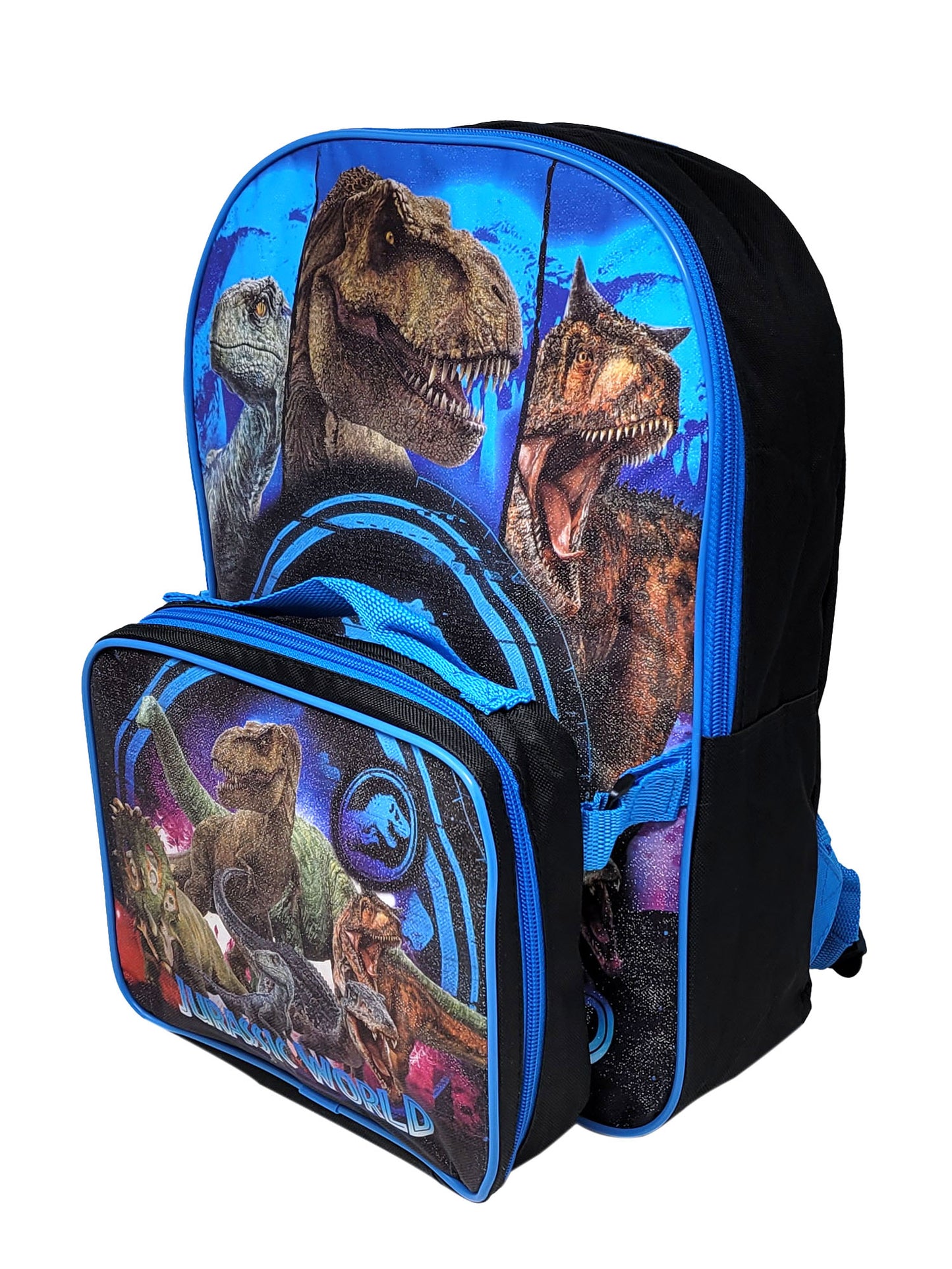 Jurassic World Backpack 16" & Insulated Lunch Bag T-Rex Dinosaurs Boys