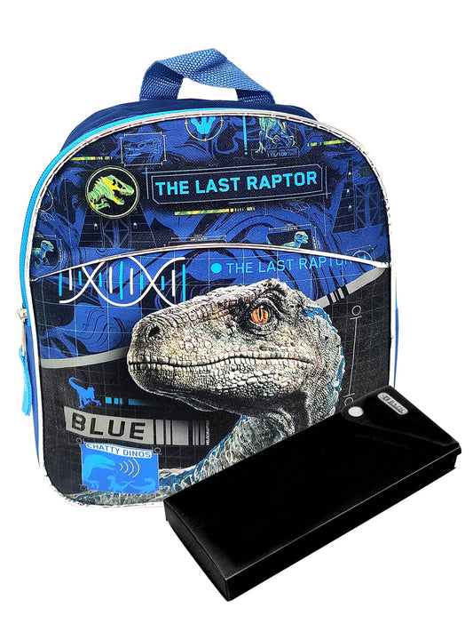 Jurassic World Mini Backpack 11" Boys The Last Raptor & Sliding Pencil Case Set