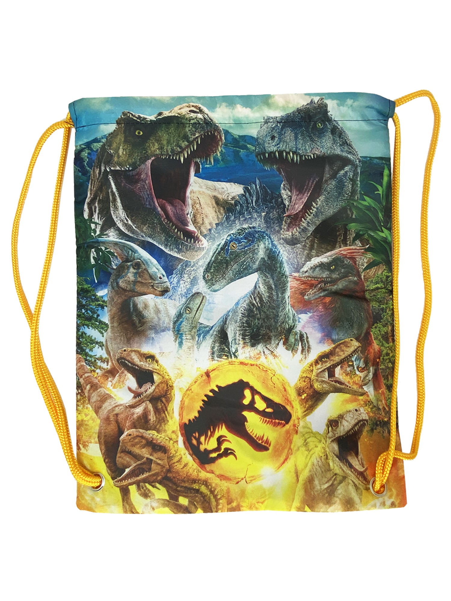 Jurassic Dinosaur Sling Bag Drawstring T Rex Giganotosaurus Boys Girls Open and Clothing