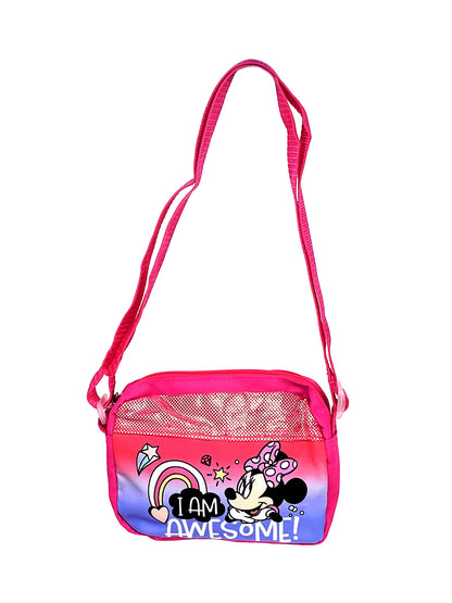 Minnie Mouse Crossbody Bag Purse Zipper Small 6.5" w/ Disney 3D Raised Stickers