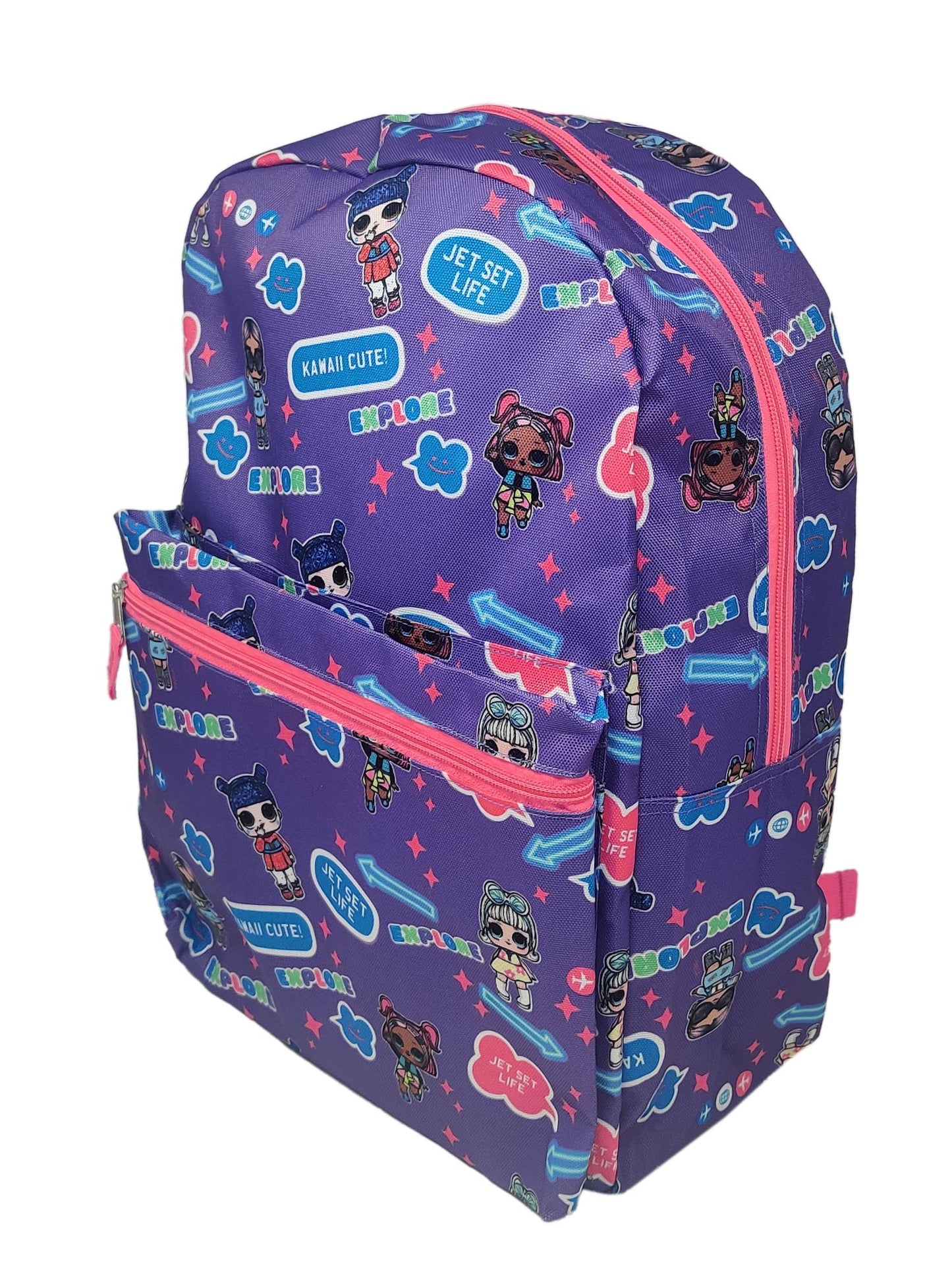 LOL Surprise Backpack 16" Jet Set Kawaii Queen Go-Go Gurl All-Over LOL Purple