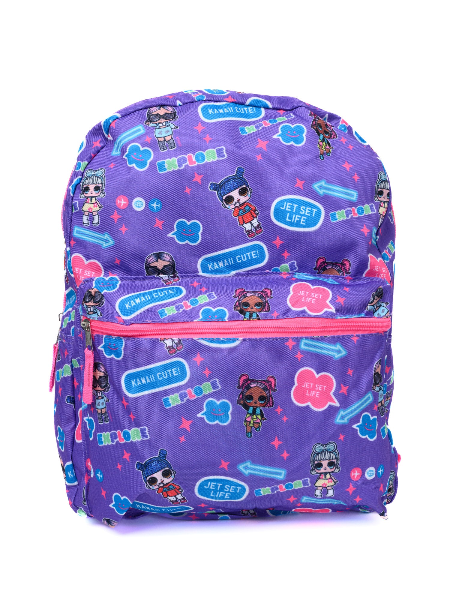 LOL School Backpack w Charm Bracelet 2 Piece Set LOL Surprise Girls P Open and Clothing