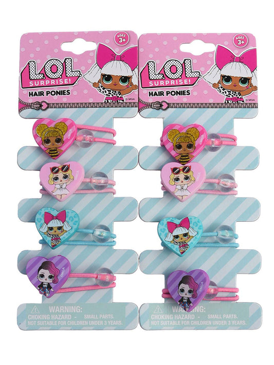 LOL Surprise! Elastic Hair Ponies Ties 8-CT Girls Diva Rocker Queen Bee