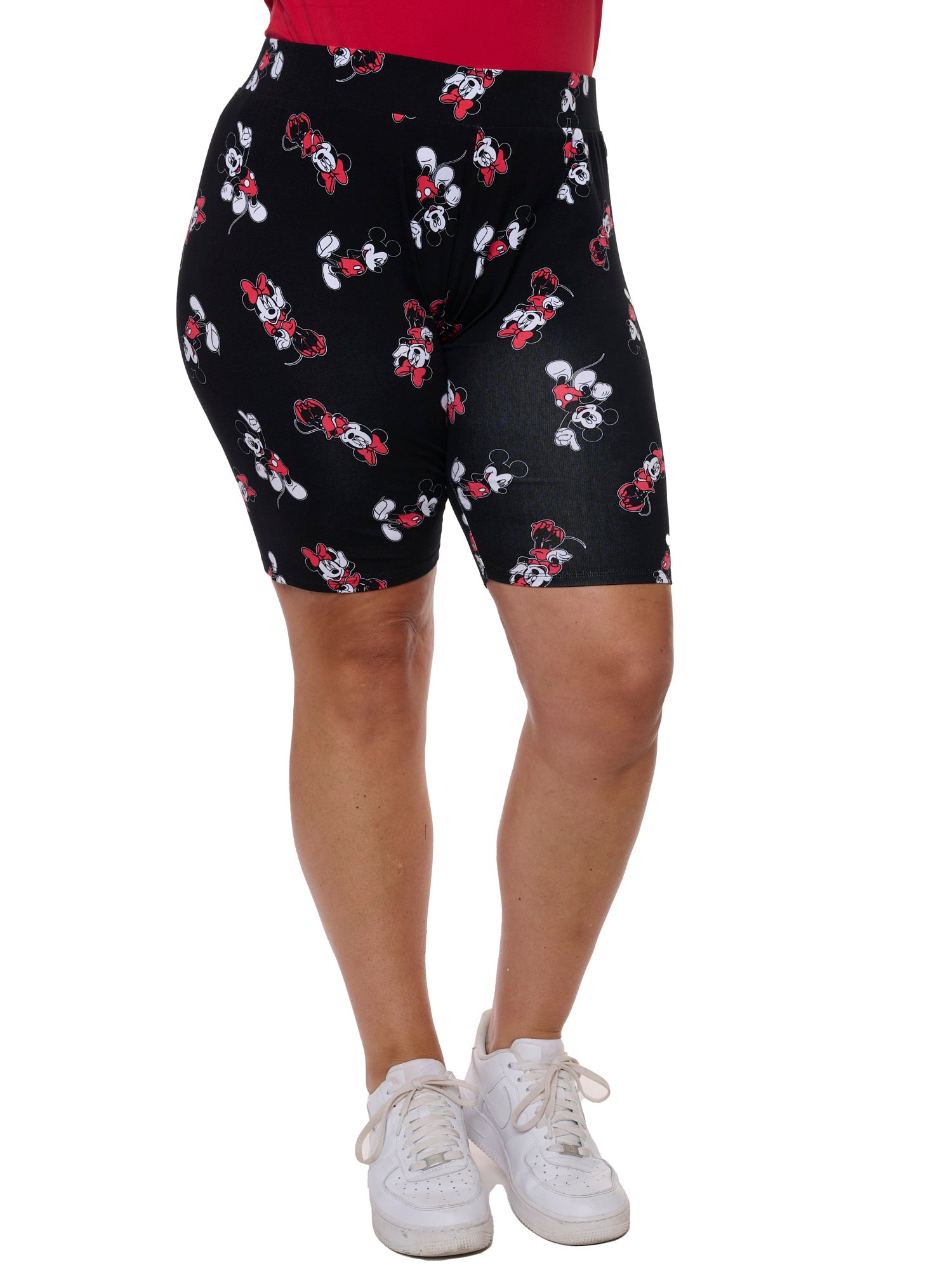 Women's Plus Size Disney Mickey Mouse Bike Shorts All-Over Print Black