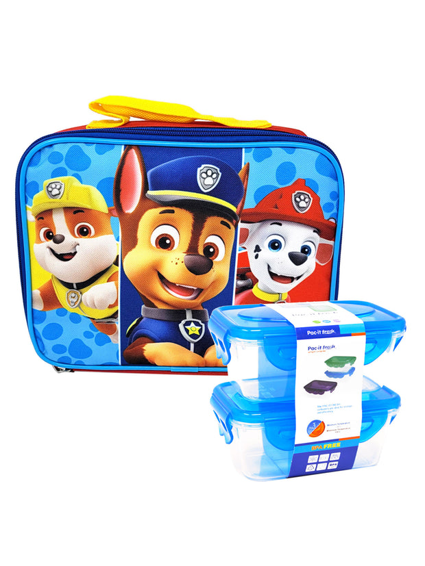 Paw Pup Patrol Lunch Box Kit for Kids Includes Plastic Snacks Storage and Sandwich Container BPA-Free, Dishwasher Safe Toddler-Friendly Lunch