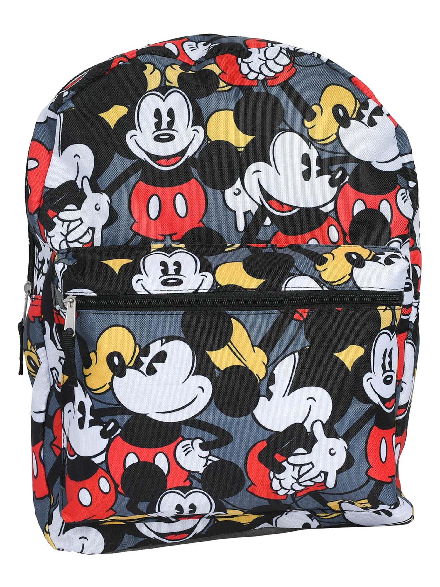 Disney Mickey Mouse 16" Backpack All-Over Print Gray w/ Sliding Pencil Case Set