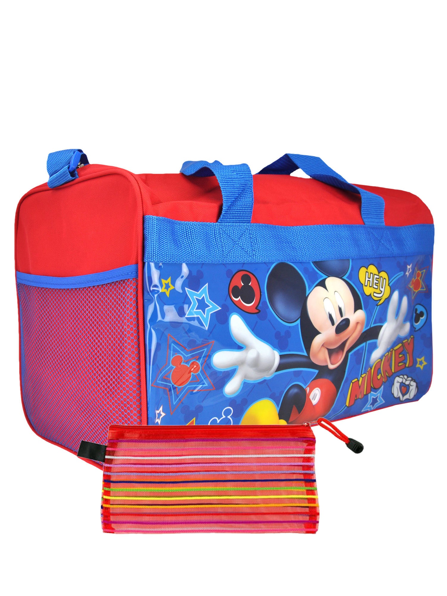 Disney Mickey Mouse Duffel Bag Carry On 17" w/ Mesh Travel Acessories Case