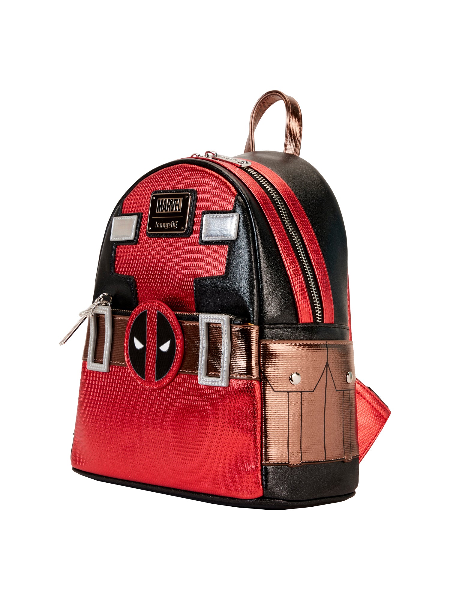 Loungefly x Marvel Deadpool Mini Backpack Handbag Metallic Red