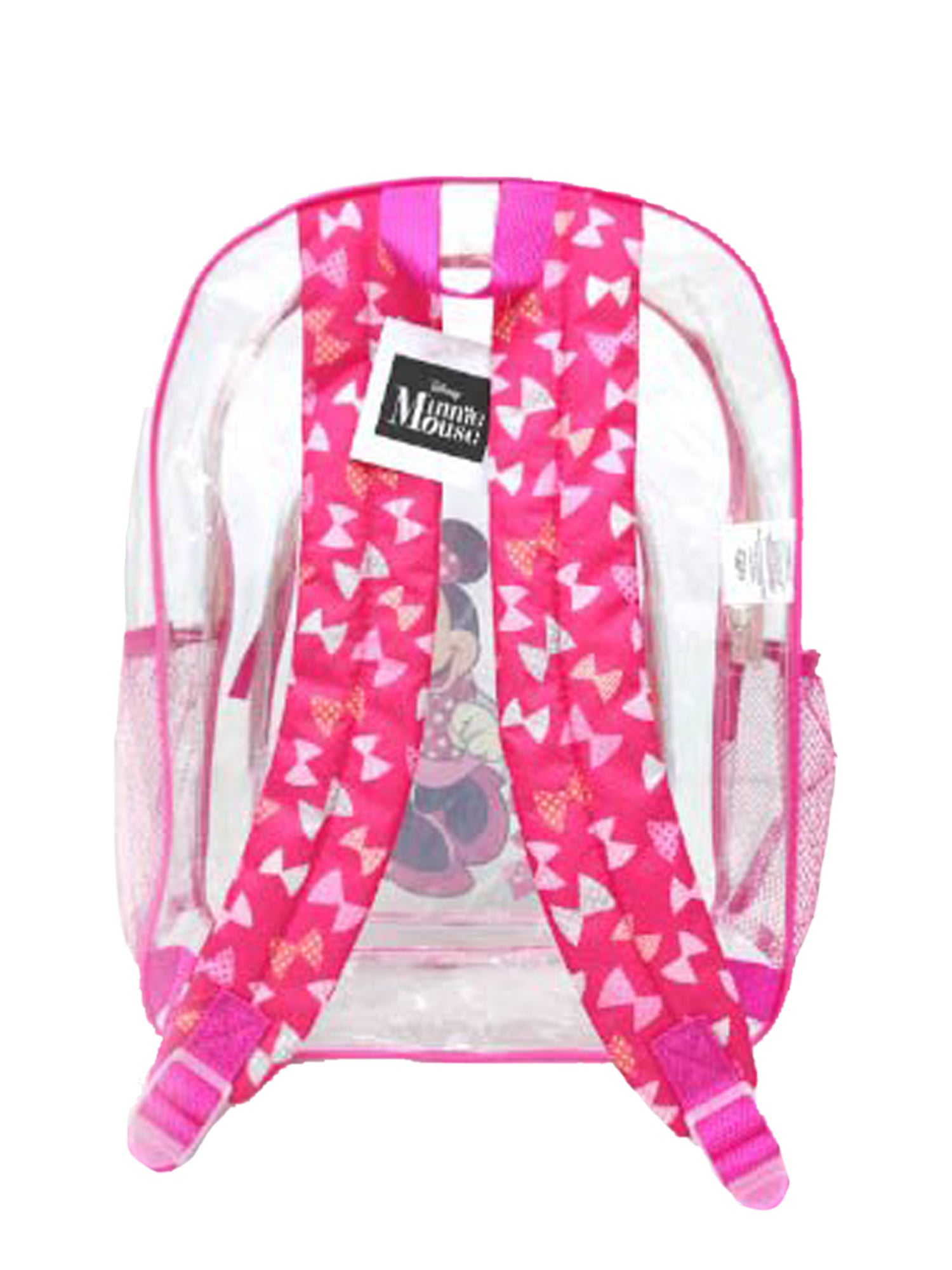 Disney Minnie Mouse Transparent Backpack 16 w Mesh Zipper Pencil Pou Open and Clothing