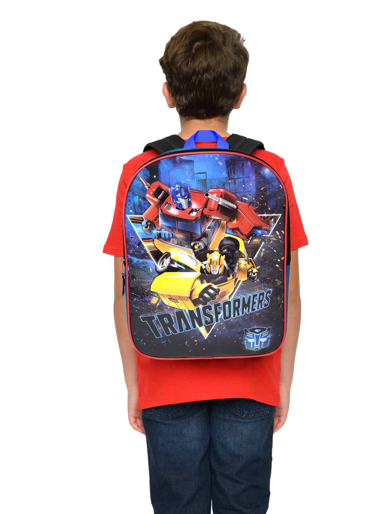 Transformers School Backpack 15 Optimus Prime Bumble Beeand Pencil Ca Open and Clothing