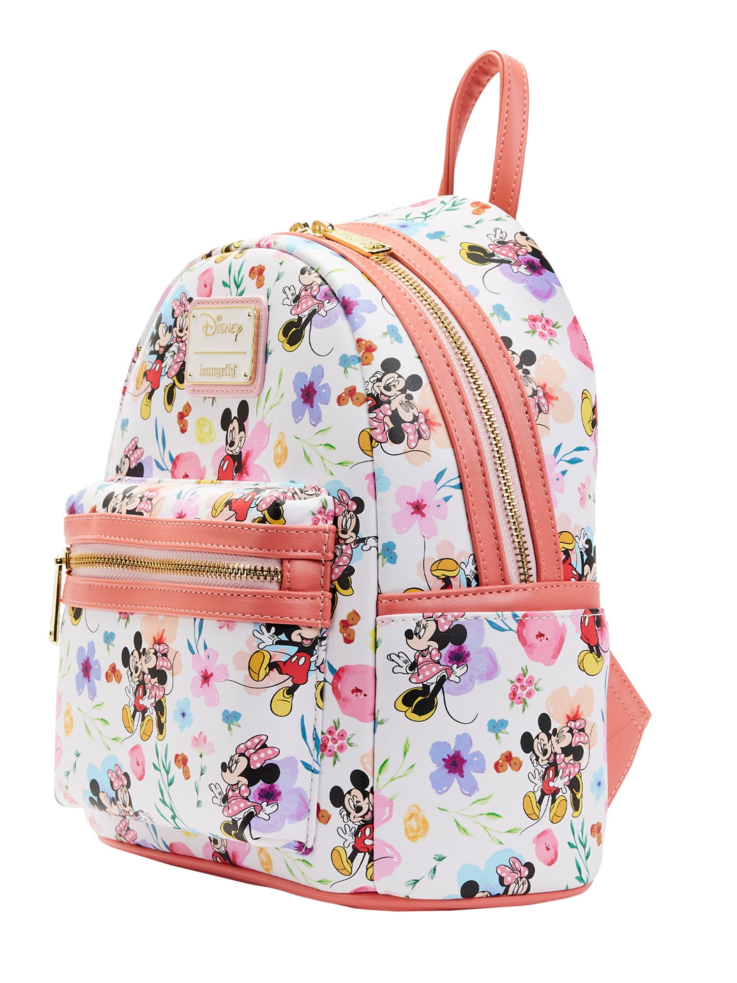 Loungefly Disney Minnie Mouse Mickey head gold floral flower deals cream backpack