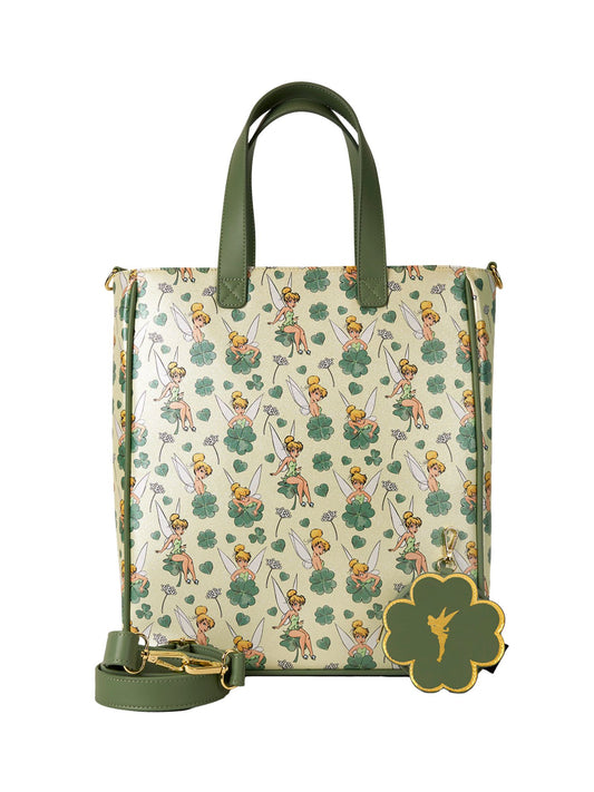 Loungefly x Disney Tinker Bell All-Over Print Tote Bag With Coin Bag Clovers