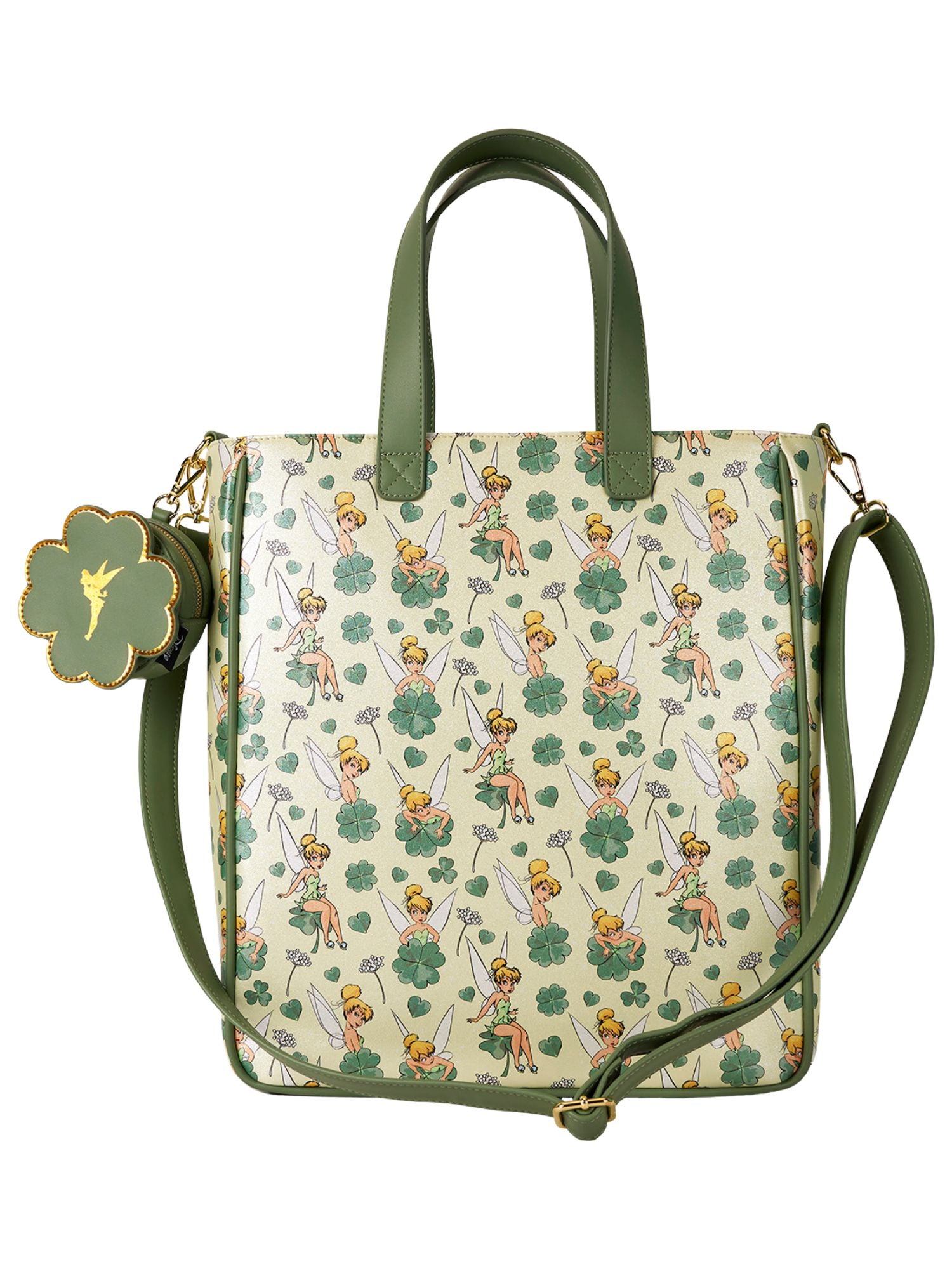 Loungefly x Disney Tinker Bell All-Over Print Tote Bag With Coin Bag Clovers