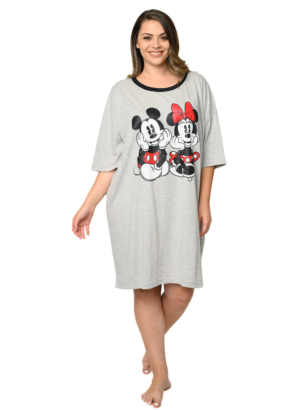 Disney Womens Plus Size T-Shirt Minnie Mouse Print, Heather Grey